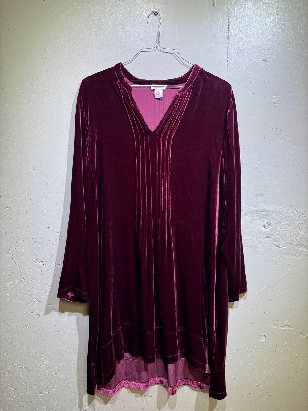 Sundance Velvet Pintuck Midi Dress in Deep Wine